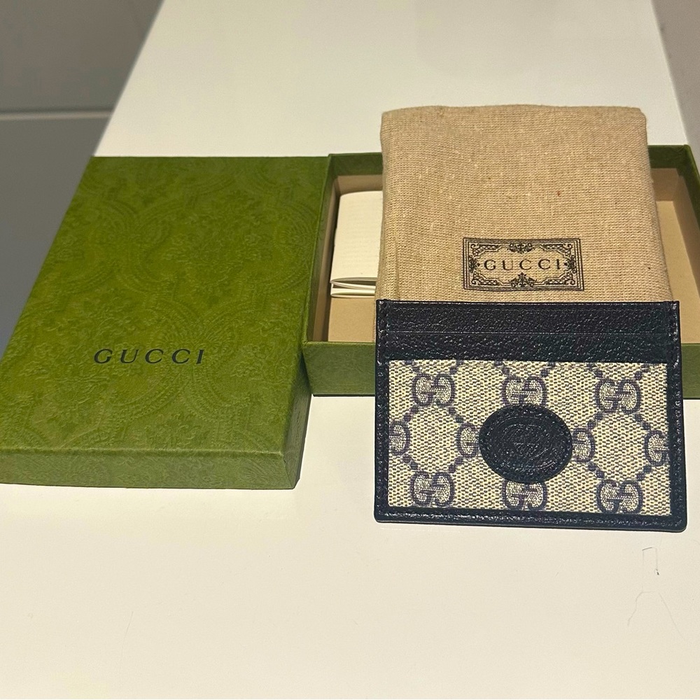 Gucci Blue GG Card Case - GG Canvas